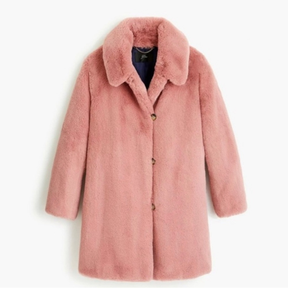 J. Crew Pink/Blush Rose Faux Fur Coat